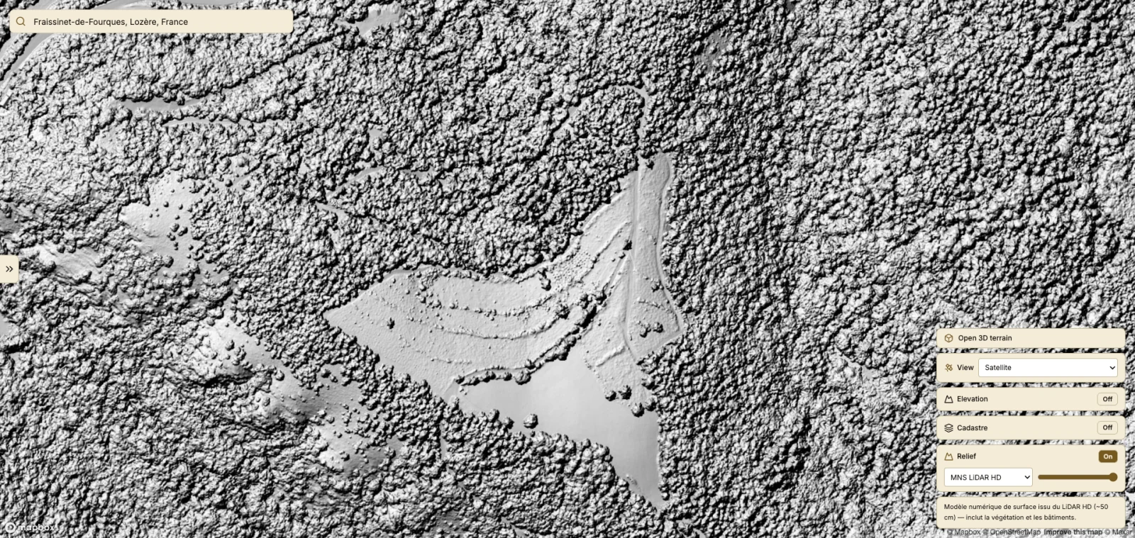 AgroReports map showing the relief layer — shaded hills, valleys, and slopes across a field